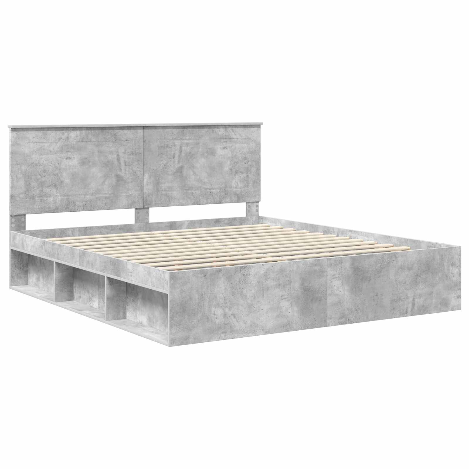 Cadre de lit Béton 180 x 200 cm Bois de pin massif - XIOS