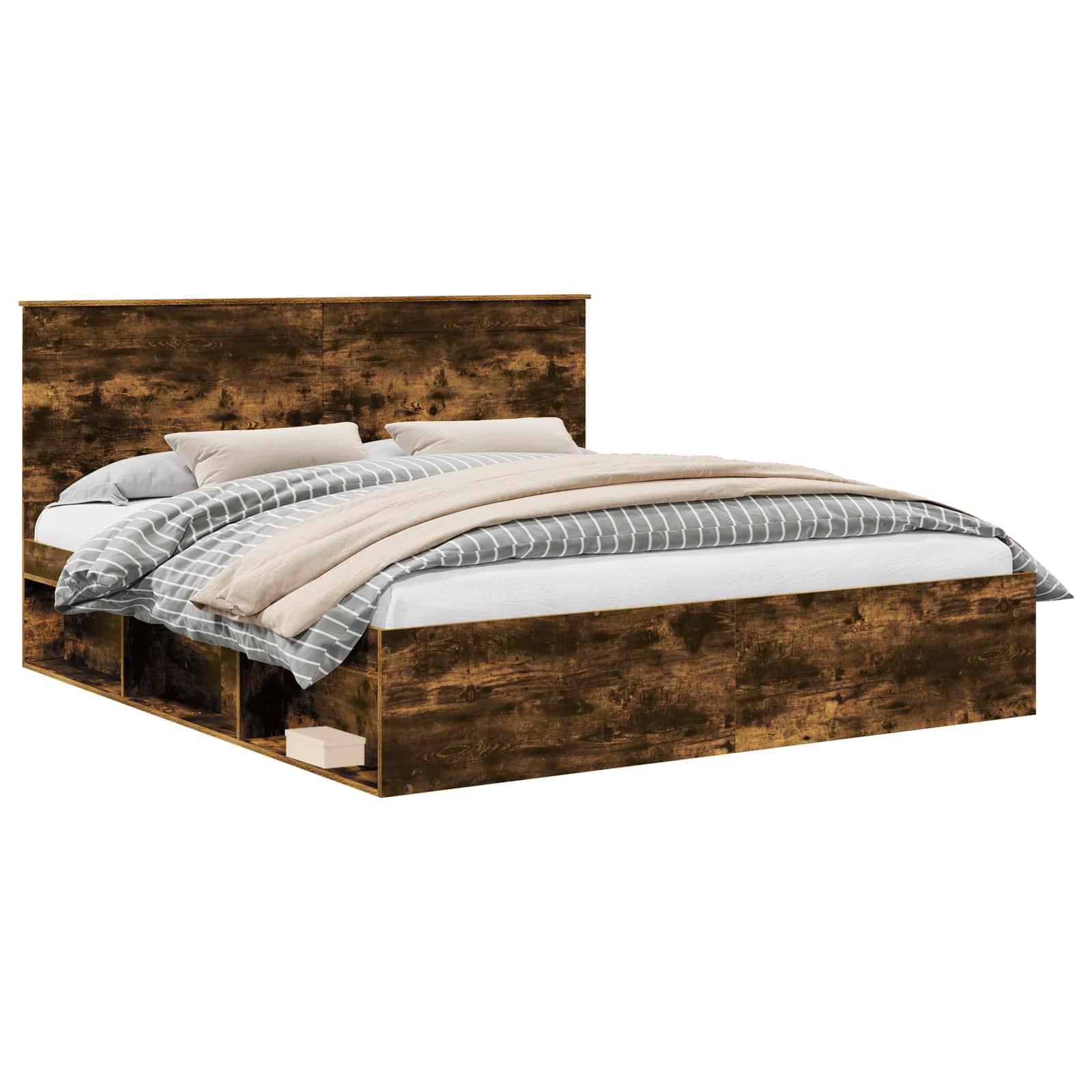 Cadre de lit Chêne fumé 180 x 200 cm Bois de pin massif - XIOS