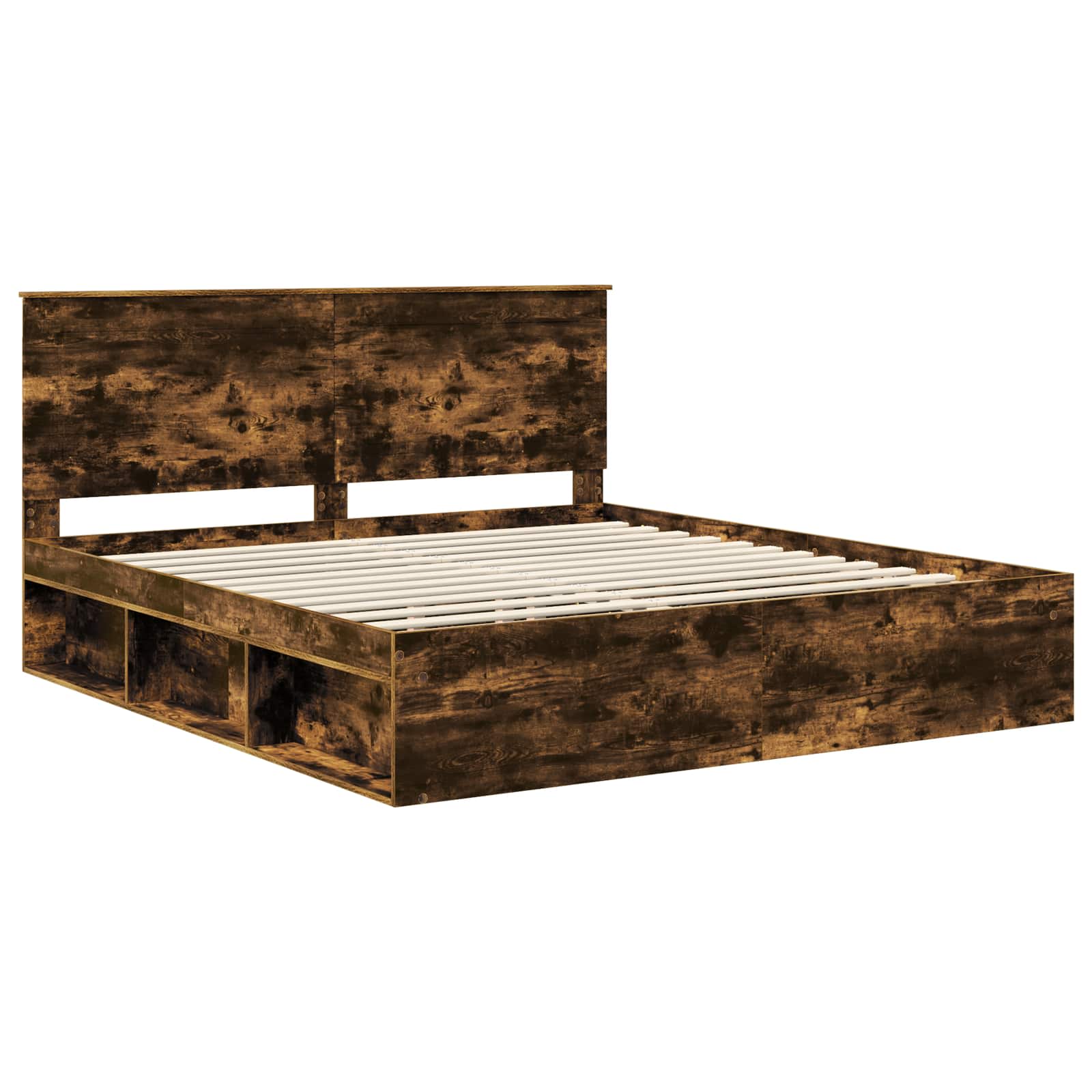 Cadre de lit Chêne fumé 180 x 200 cm Bois de pin massif - XIOS