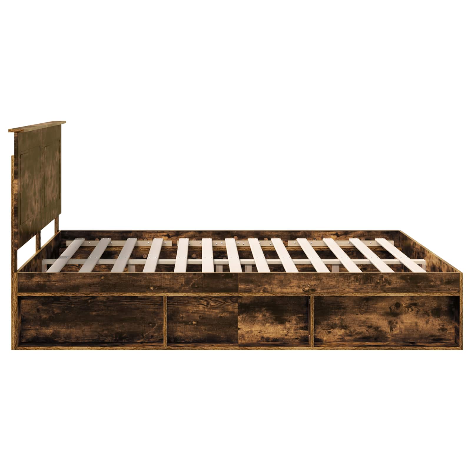 Cadre de lit Chêne fumé 180 x 200 cm Bois de pin massif - XIOS