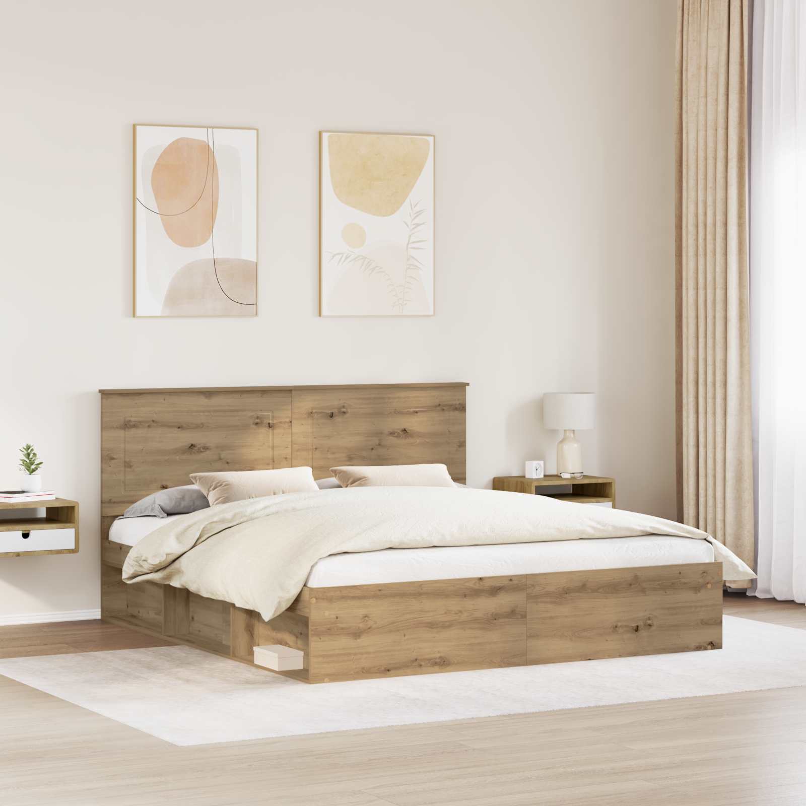 Cadre de lit Chêne artisan 180 x 200 cm Pin massif - XIOS