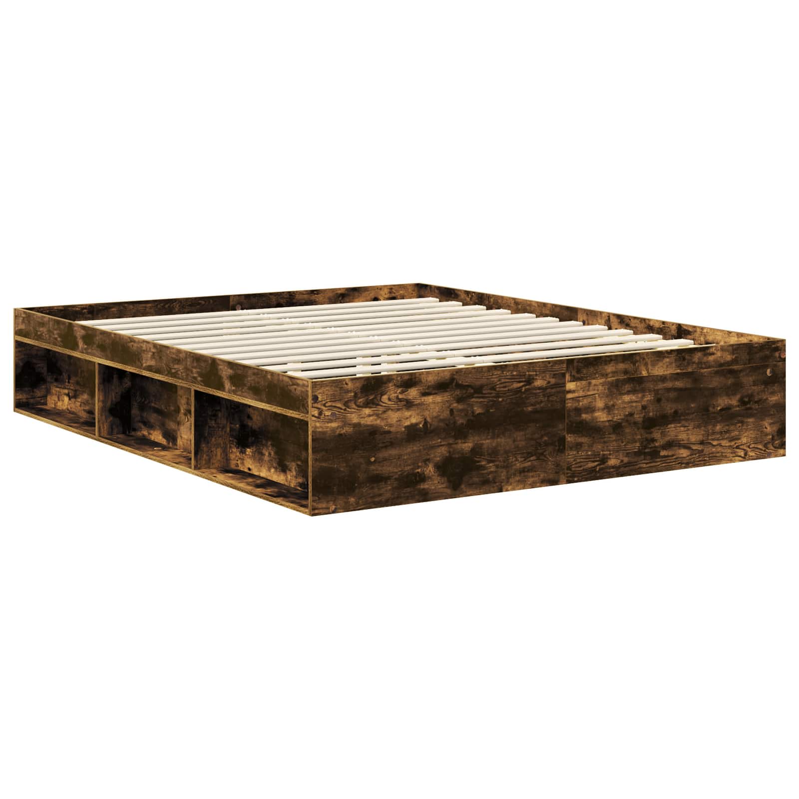 Cadre de lit Chêne fumé 160 x 200 cm Bois de pin massif - XIOS