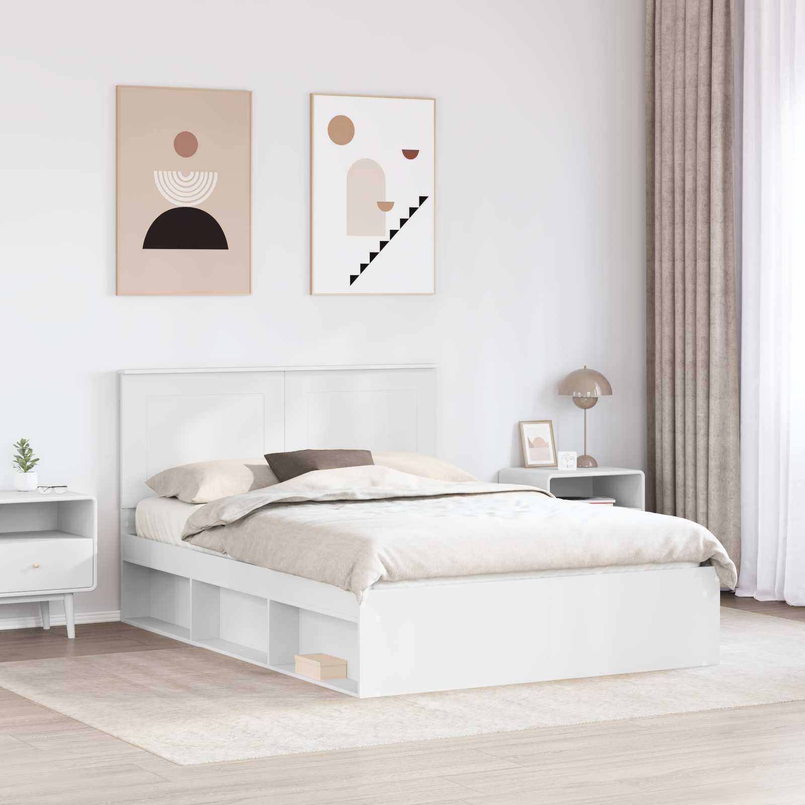 Cadre de lit avec tiroir Blanc 150 x 200 cm Bois de pin massif - XIOS