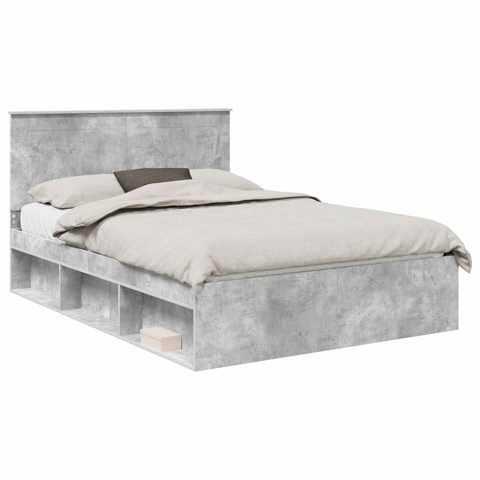 Cadre de lit Gris Béton 150 x 200 cm Bois de pin massif - XIOS