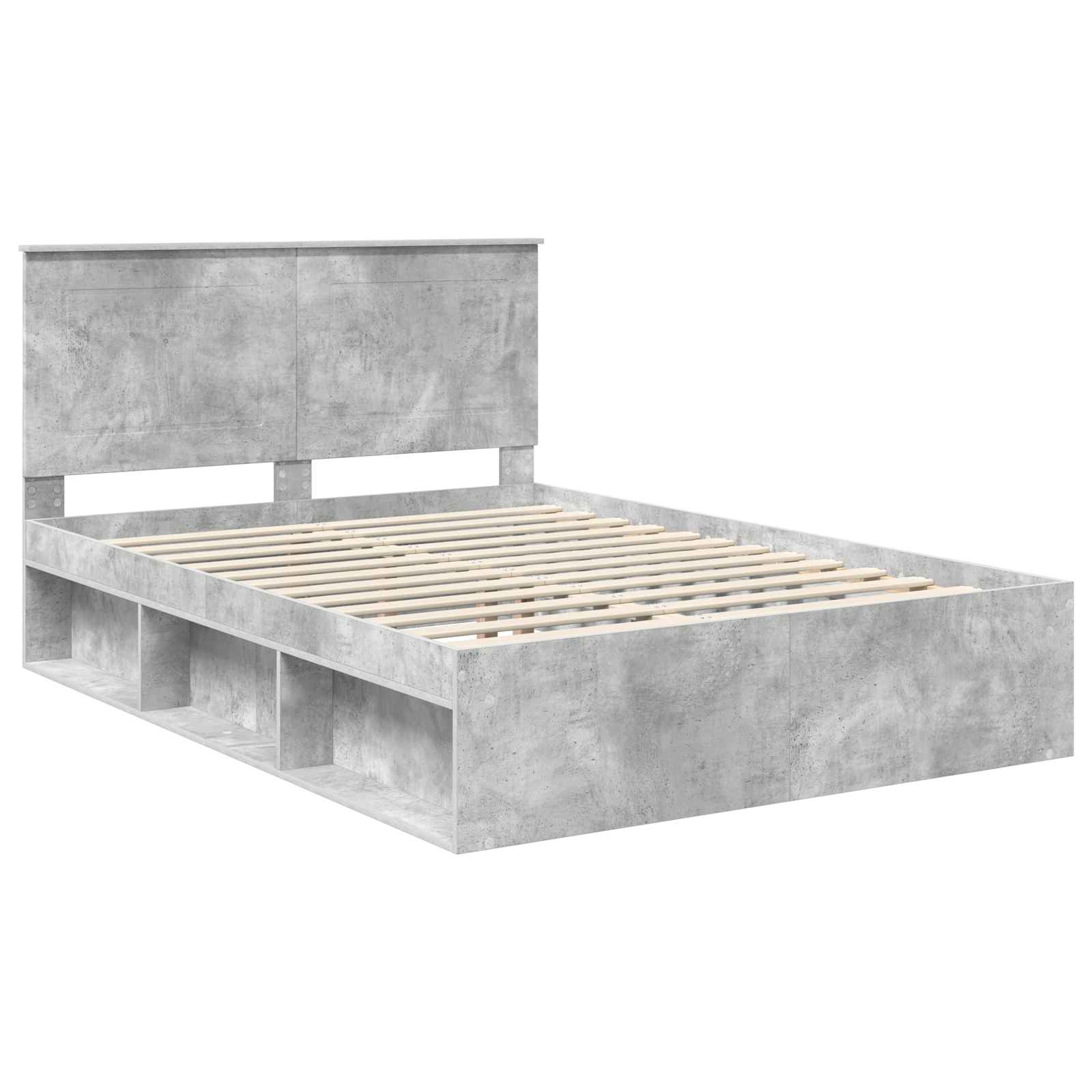 Cadre de lit Gris Béton 150 x 200 cm Bois de pin massif - XIOS