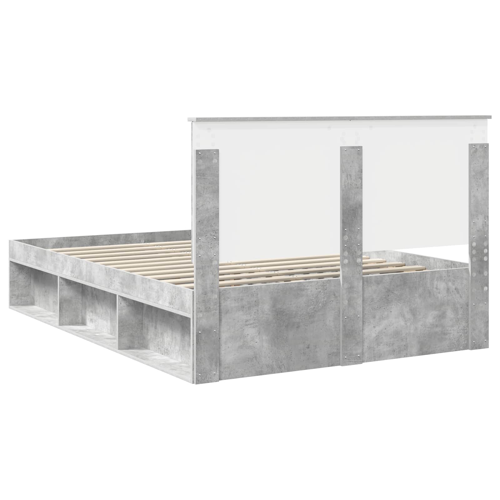 Cadre de lit Gris Béton 150 x 200 cm Bois de pin massif - XIOS