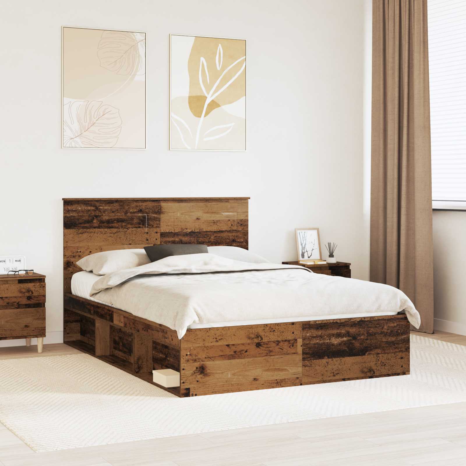 Cadre de lit Bois ancien 150 x 200 cm Bois de pin massif - XIOS