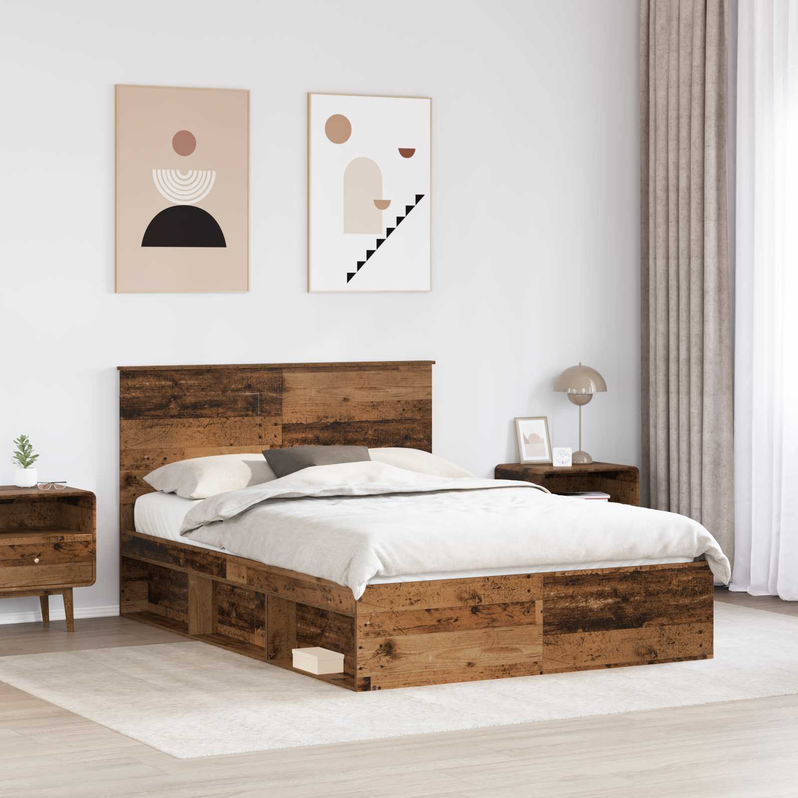 Cadre de lit Bois ancien 150 x 200 cm Bois de pin massif - XIOS