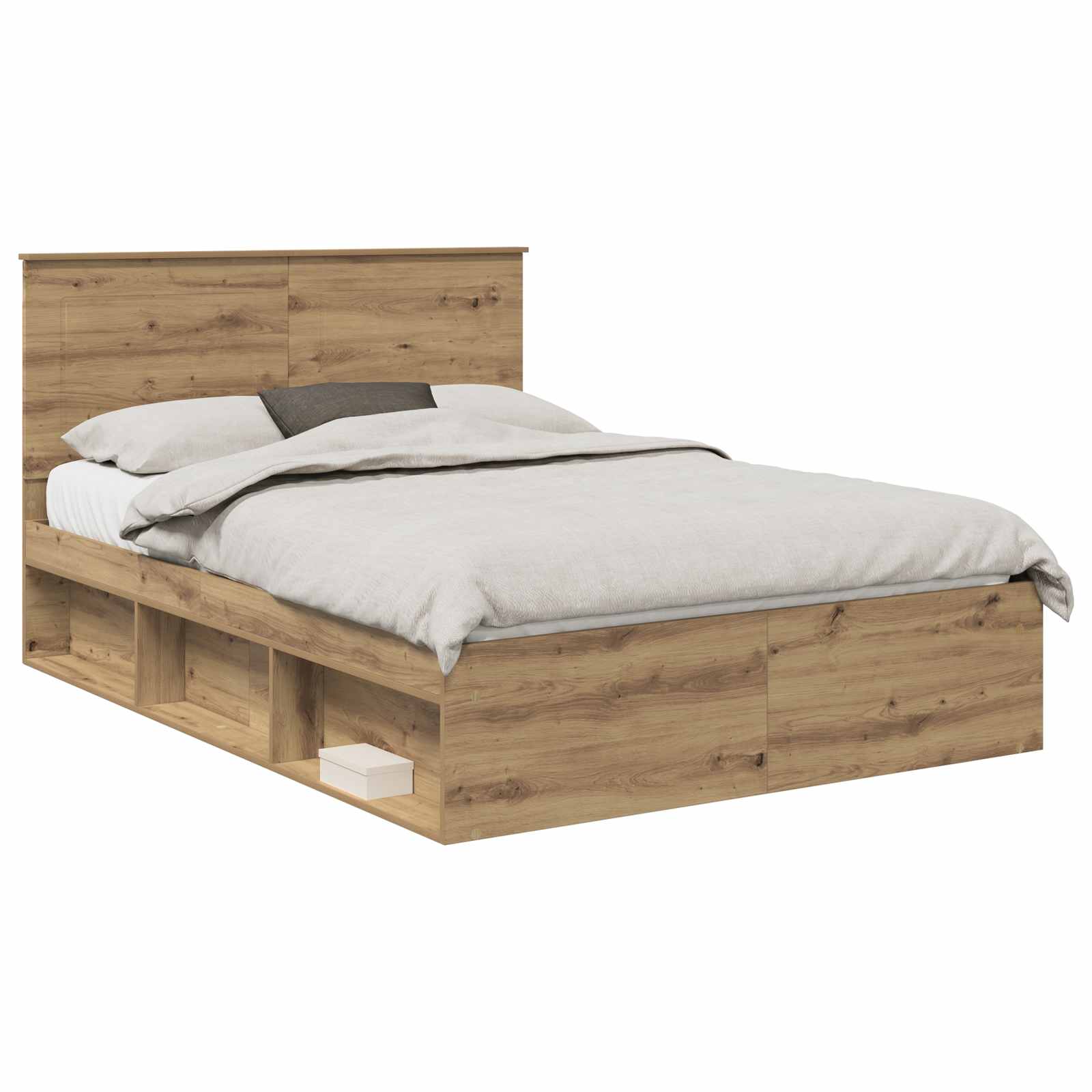 Cadre de lit Chêne artisan 150 x 200 cm Bois de pin massif - XIOS