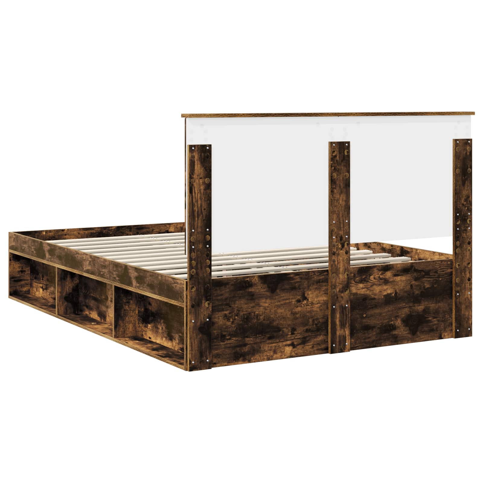 Cadre de lit Chêne fumé 140 x 190 cm Bois de pin massif - XIOS