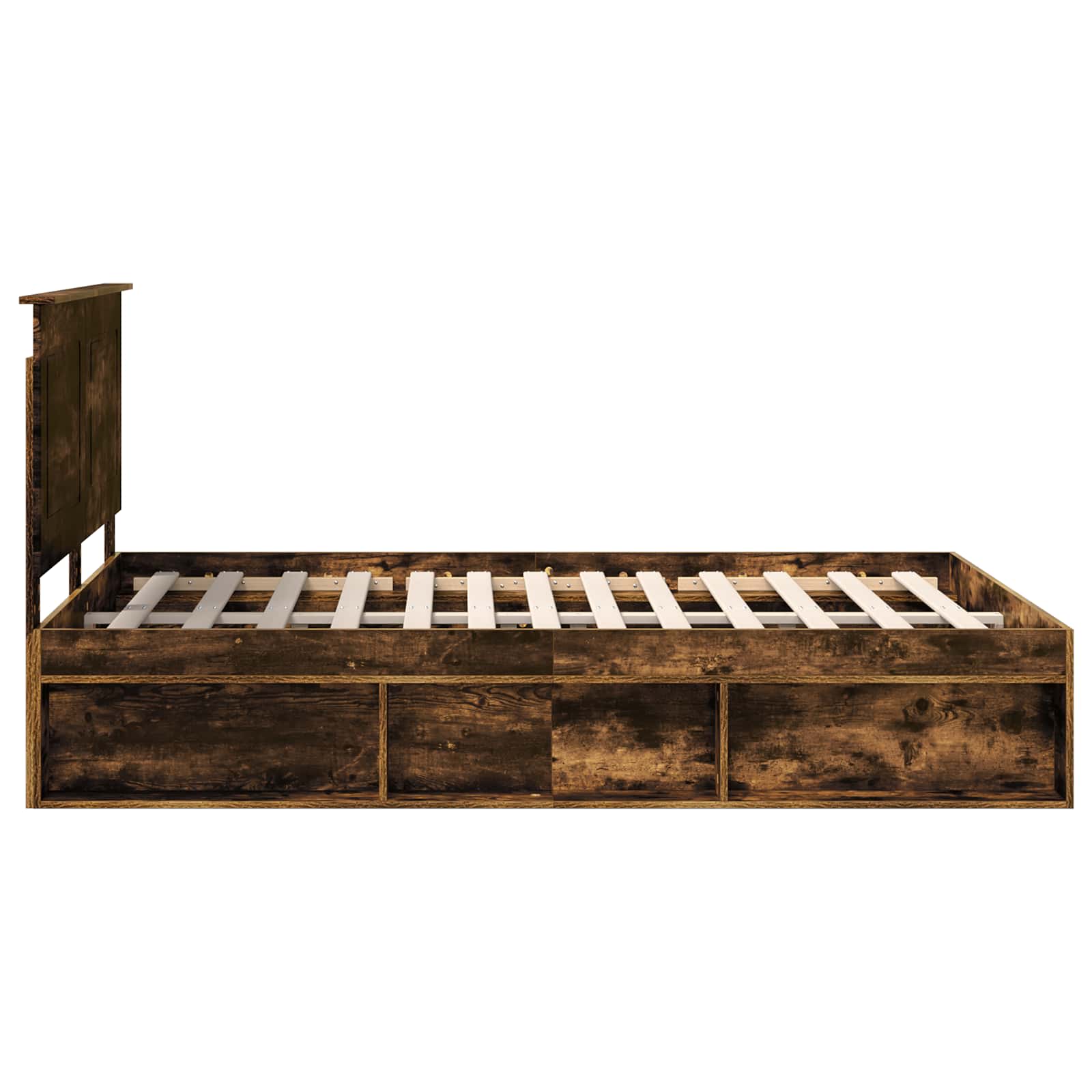 Cadre de lit Chêne fumé 140 x 200 cm Bois de pin massif - XIOS