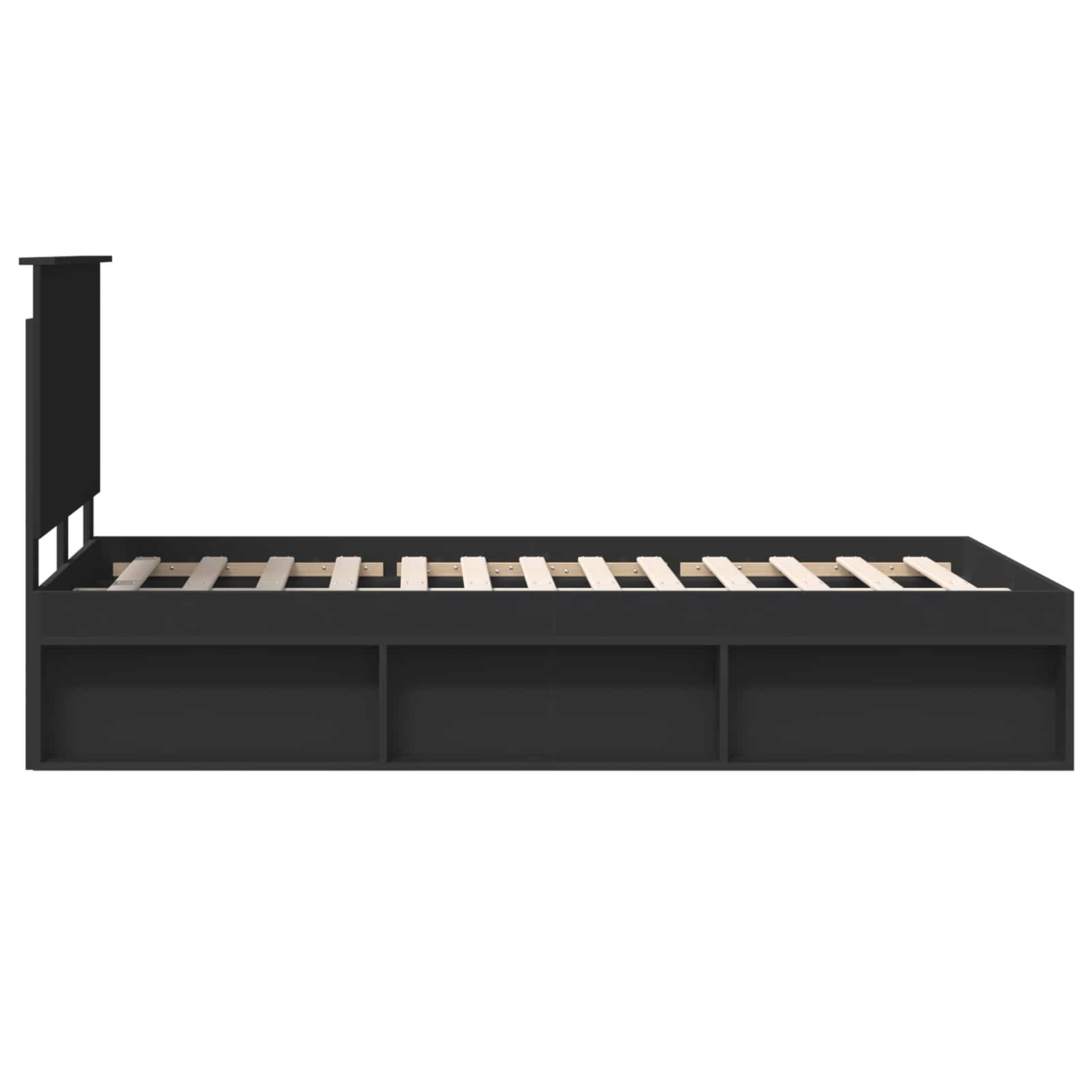 Cadre de lit avec tête de lit Noir 135 x 190 cm Pin massif - XIOS