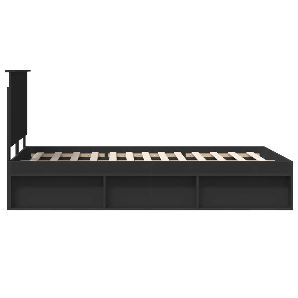 Cadre de lit avec tiroir Noir 135 x 190 cm Bois de pin massif