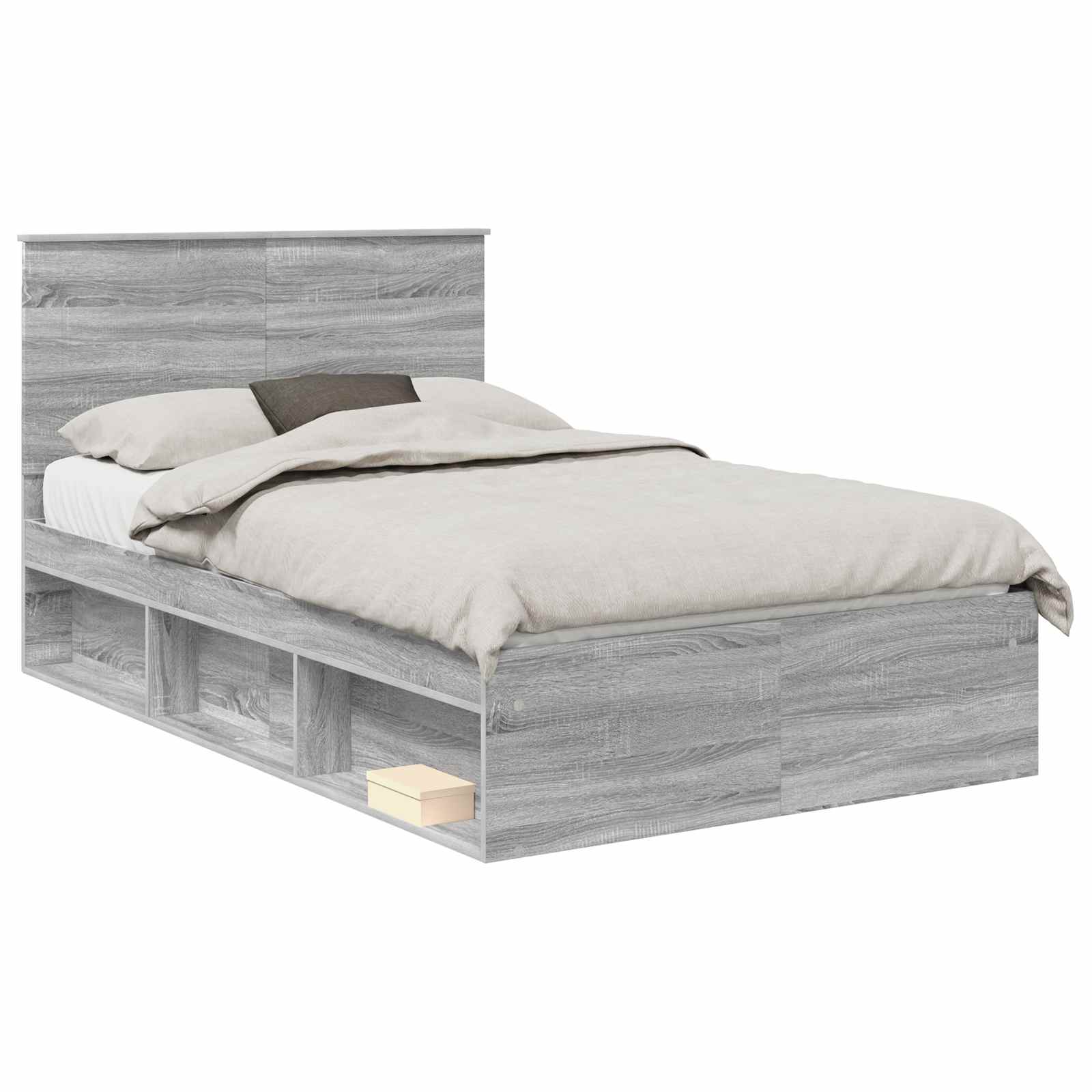 Cadre de lit Gris Sonoma 135 x 190 cm Bois de pin massif - XIOS