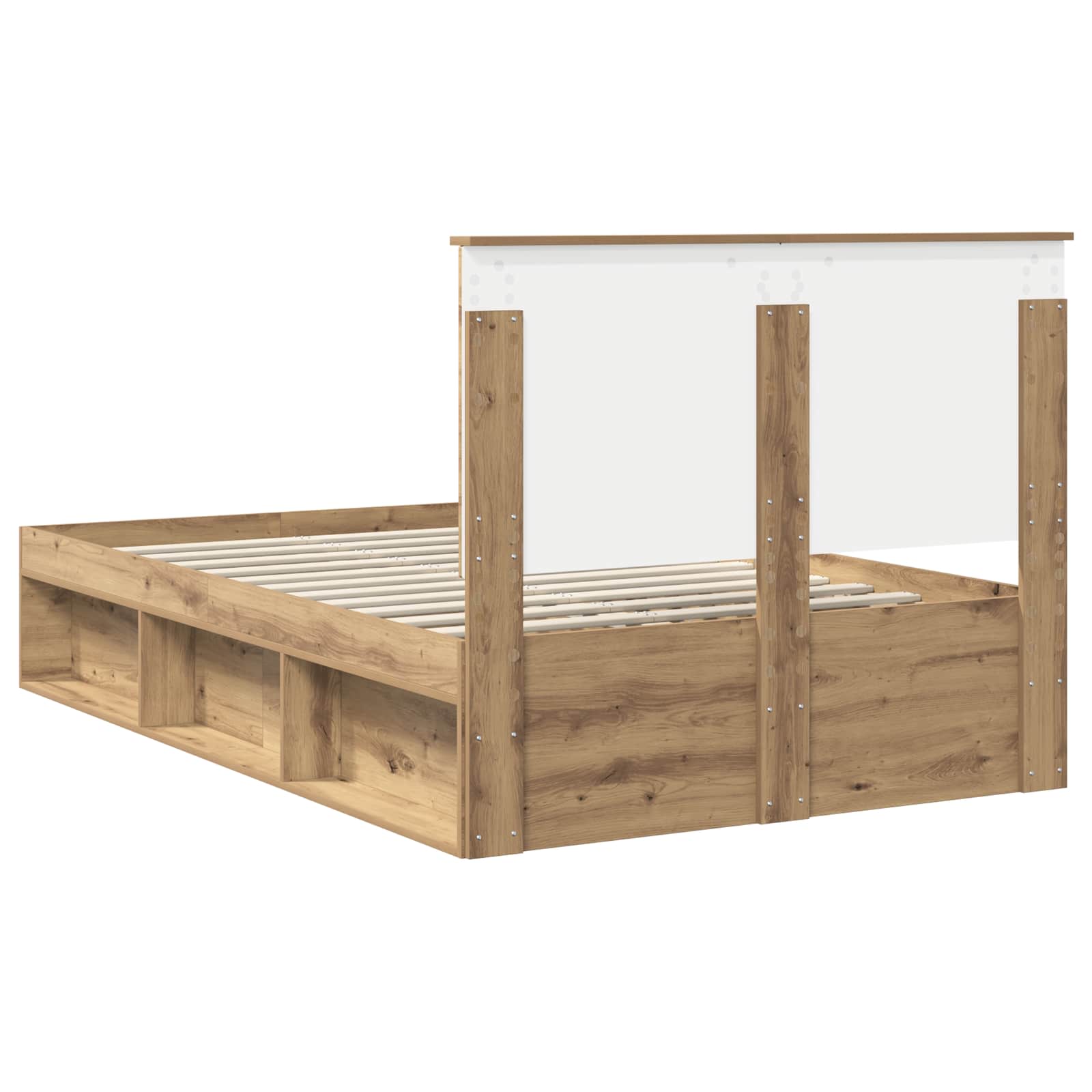 Cadre de lit Chêne artisan 135 x 190 cm Bois de pin massif - XIOS