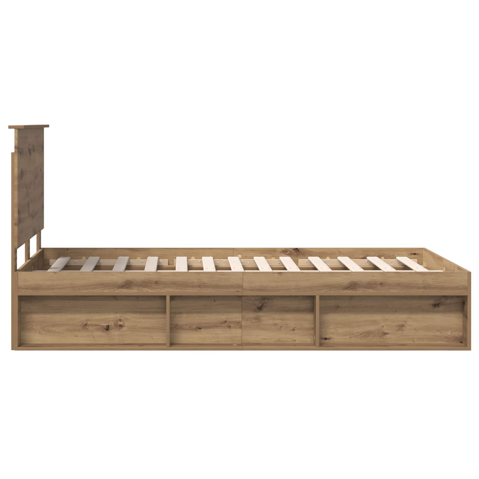 Cadre de lit Chêne artisan 135 x 190 cm Bois de pin massif - XIOS