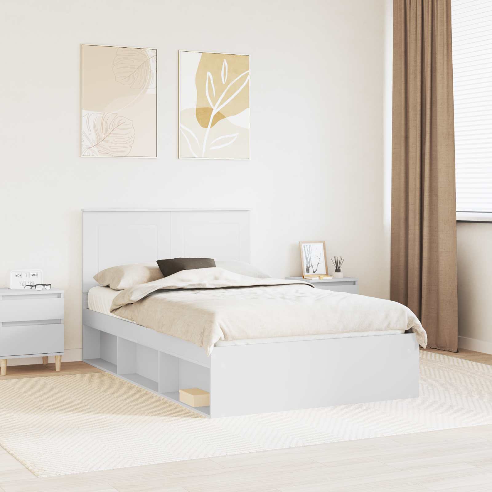 Cadre de lit Blanc 120 x 190 cm Bois de pin massif - XIOS
