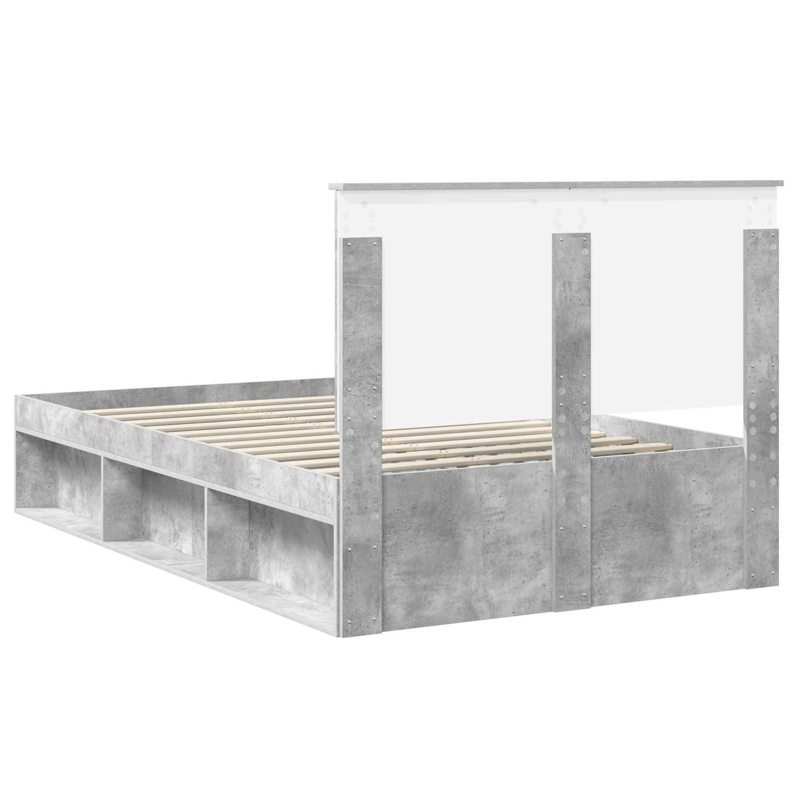 Cadre de lit Béton 120 x 190 cm Bois de pin massif - XIOS