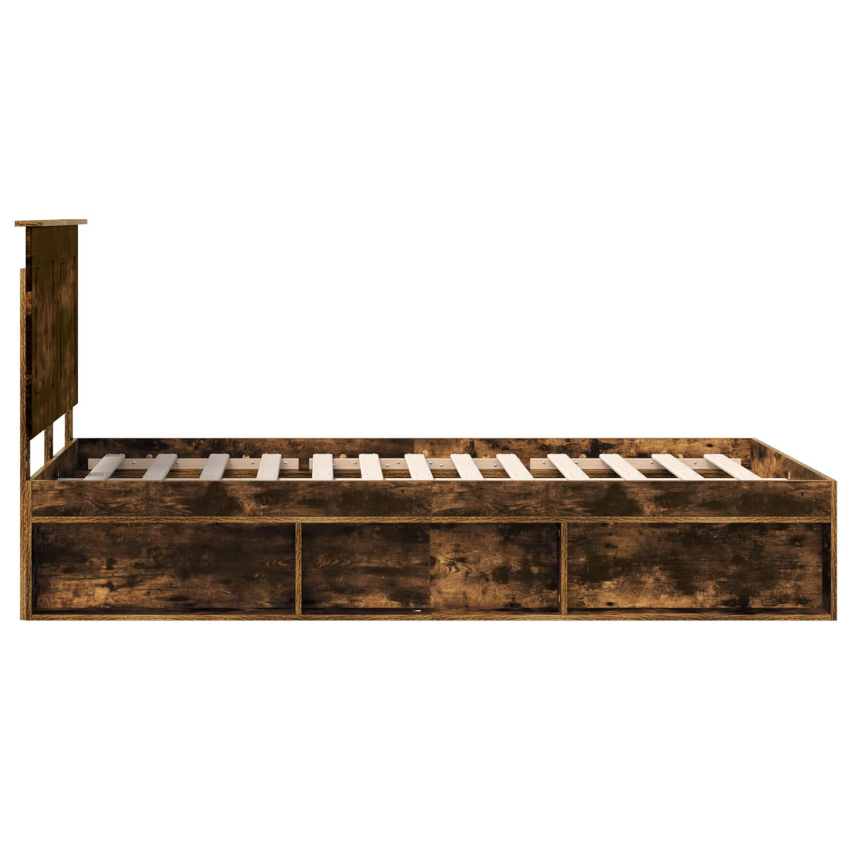 Cadre de lit Uni Chêne fumé 120 x 190 cm Bois de pin massif