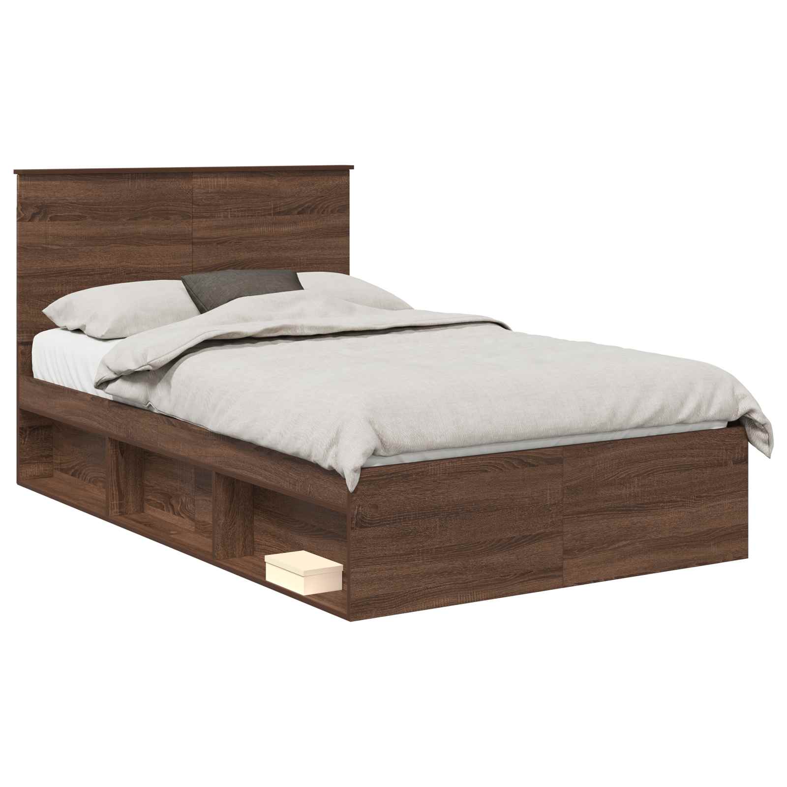 Cadre de lit Chêne brun 120 x 190 cm Bois de pin massif - XIOS