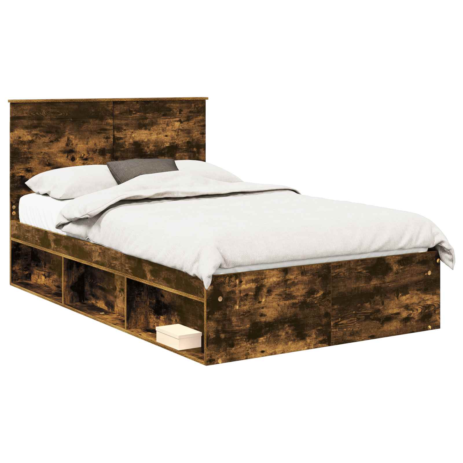 Cadre de lit Chêne fumé 120 x 200 cm Bois de pin massif - XIOS