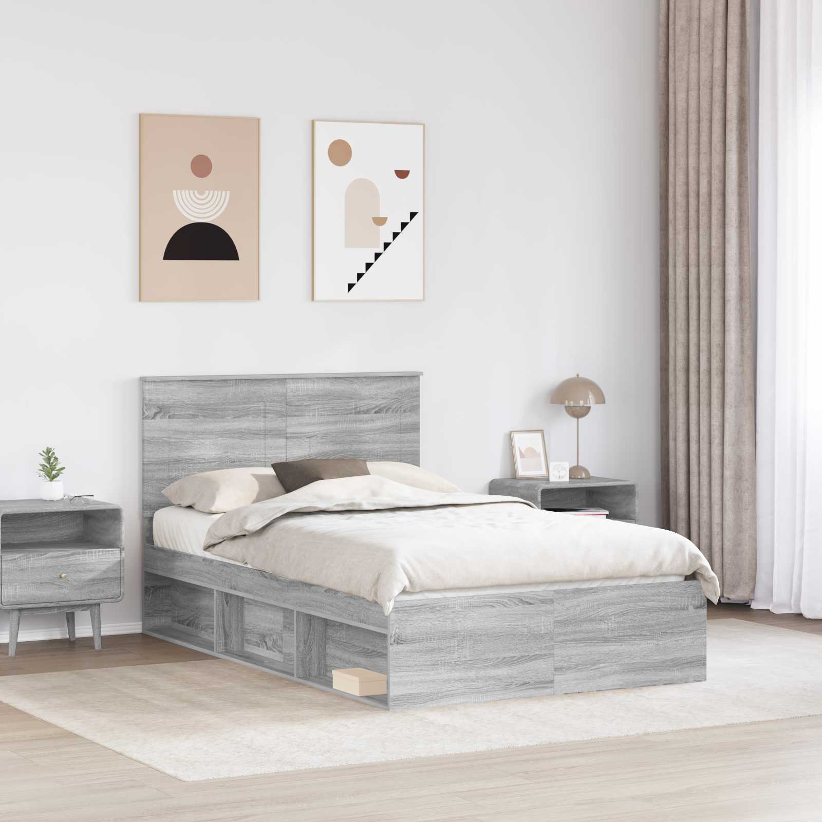 Cadre de lit Gris Sonoma 120 x 200 cm Bois de pin massif - XIOS