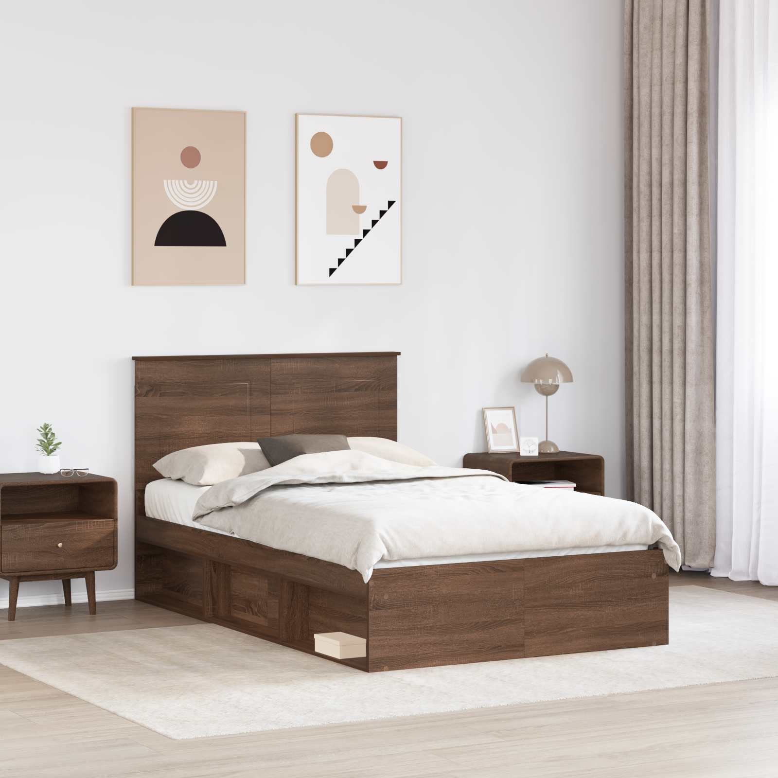 Cadre de lit Chêne brun 120 x 200 cm Bois de pin massif - XIOS