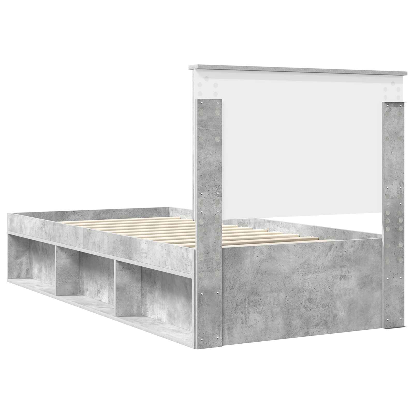 Cadre de lit Gris Béton 90 x 190 cm Bois de pin massif - XIOS