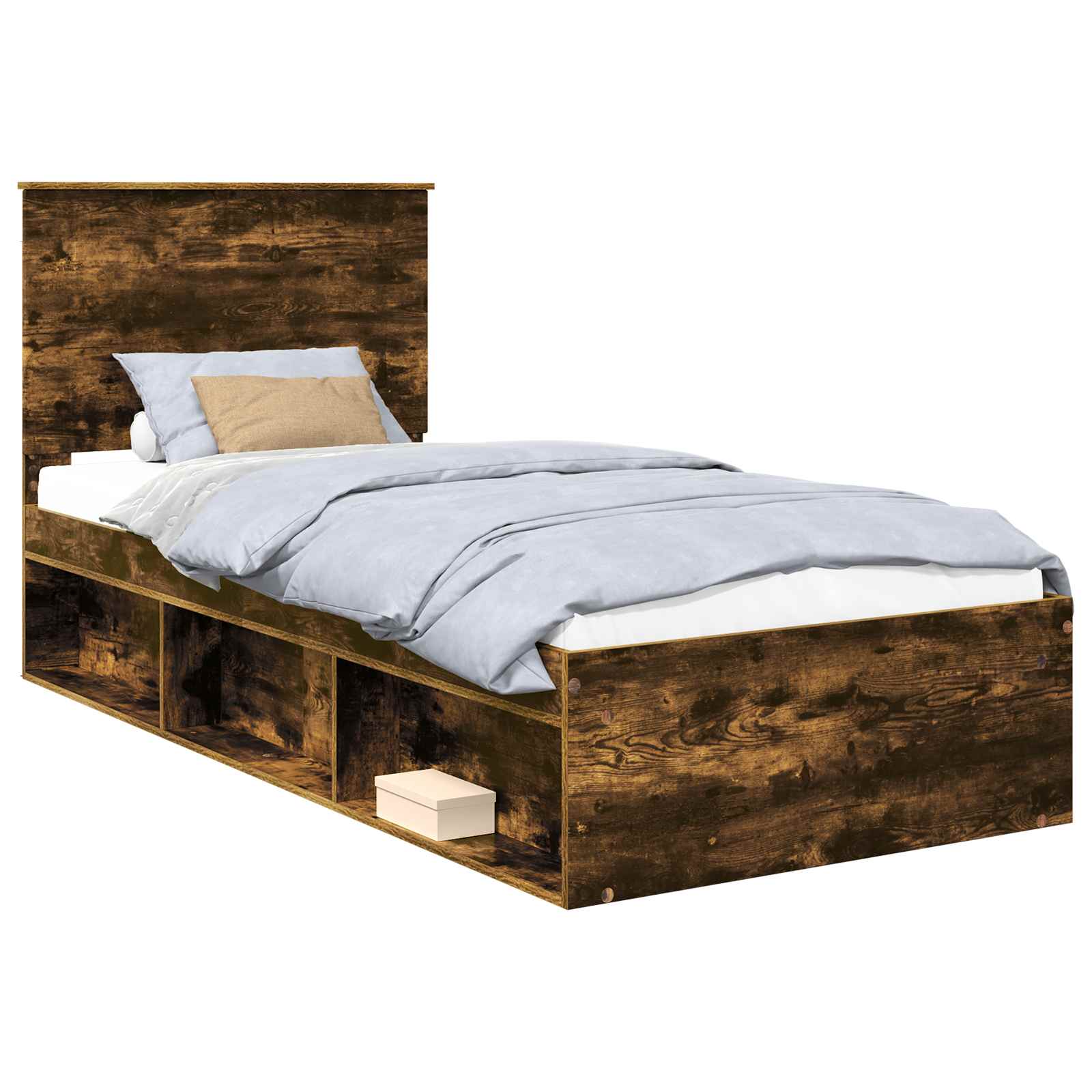 Cadre de lit Chêne fumé 90 x 190 cm Bois de pin massif