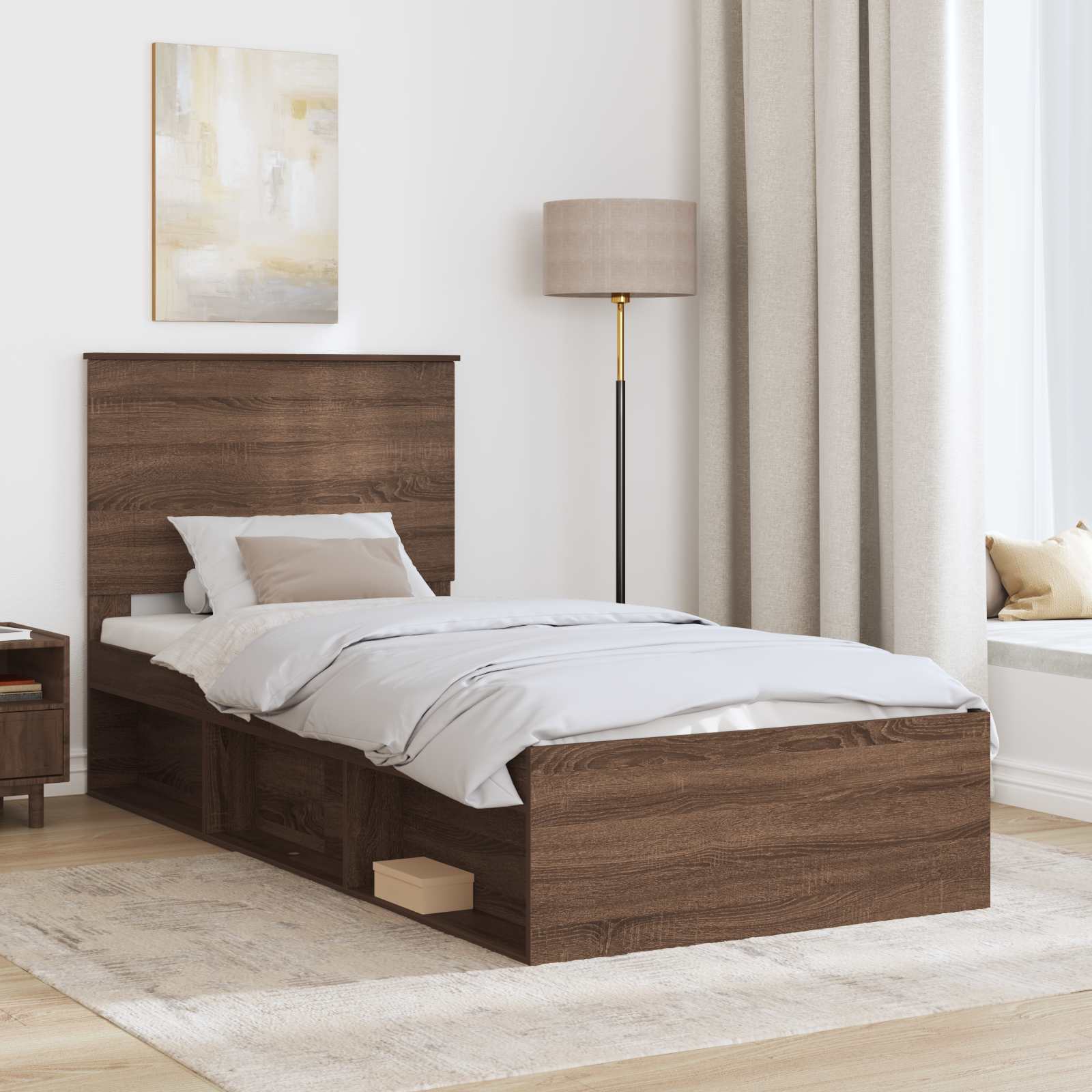 Cadre de lit Chêne brun 90 x 190 cm Bois de pin massif - XIOS