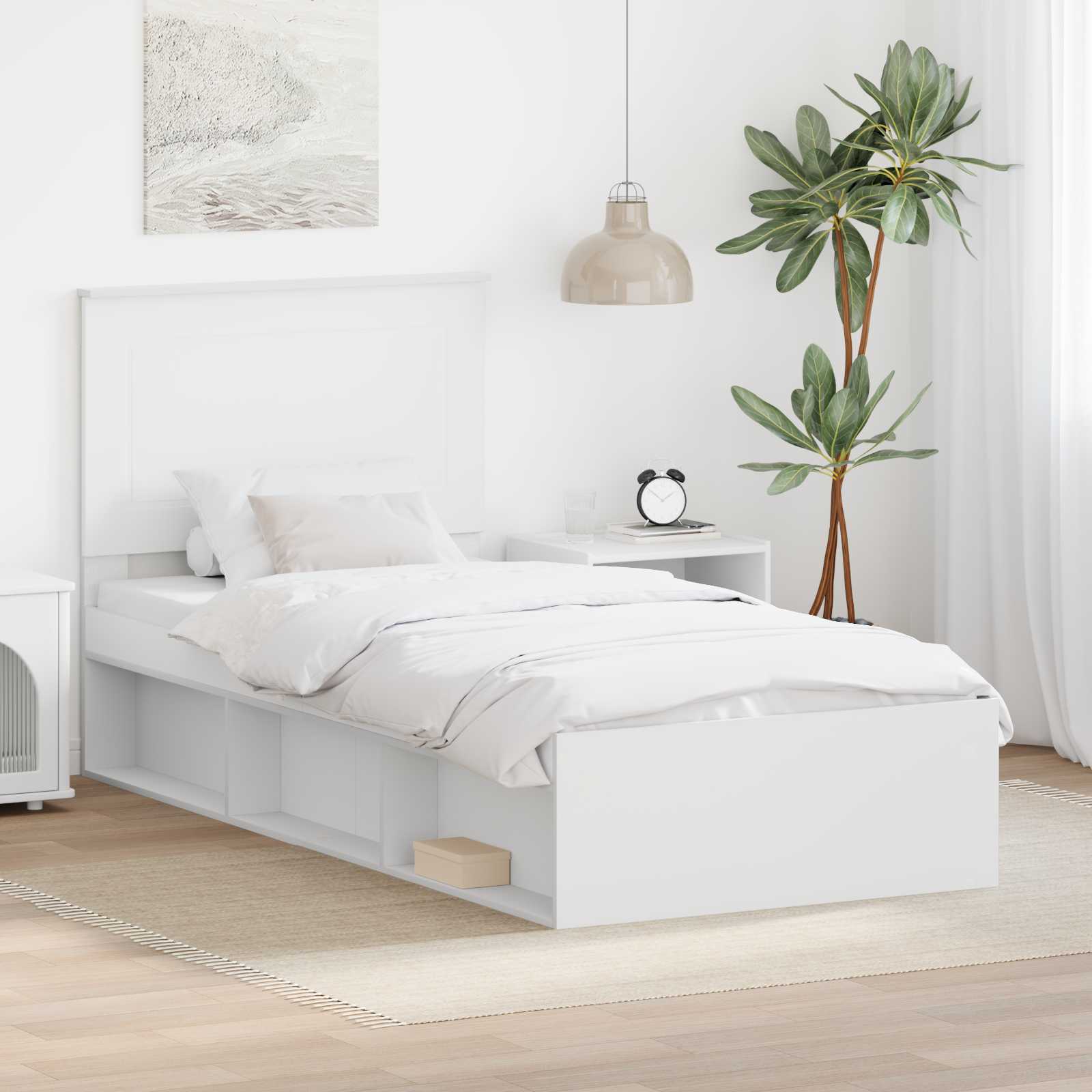 Cadre de lit Blanc 90 x 200 cm Bois de pin massif - XIOS