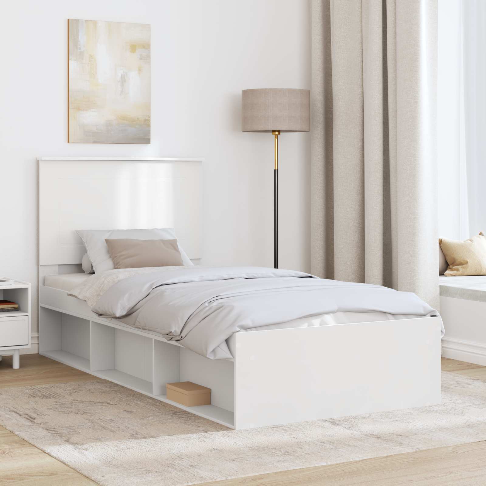 Cadre de lit Blanc 90 x 200 cm Bois de pin massif - XIOS