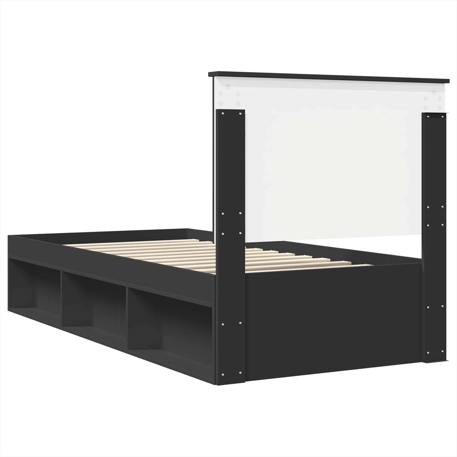 Cadre de lit Noir 90 x 200 cm Bois de pin massif - XIOS