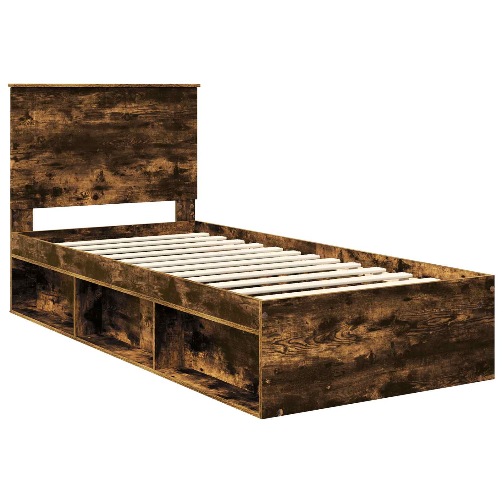 Cadre de lit Chêne fumé 90 x 200 cm Bois de pin massif - XIOS