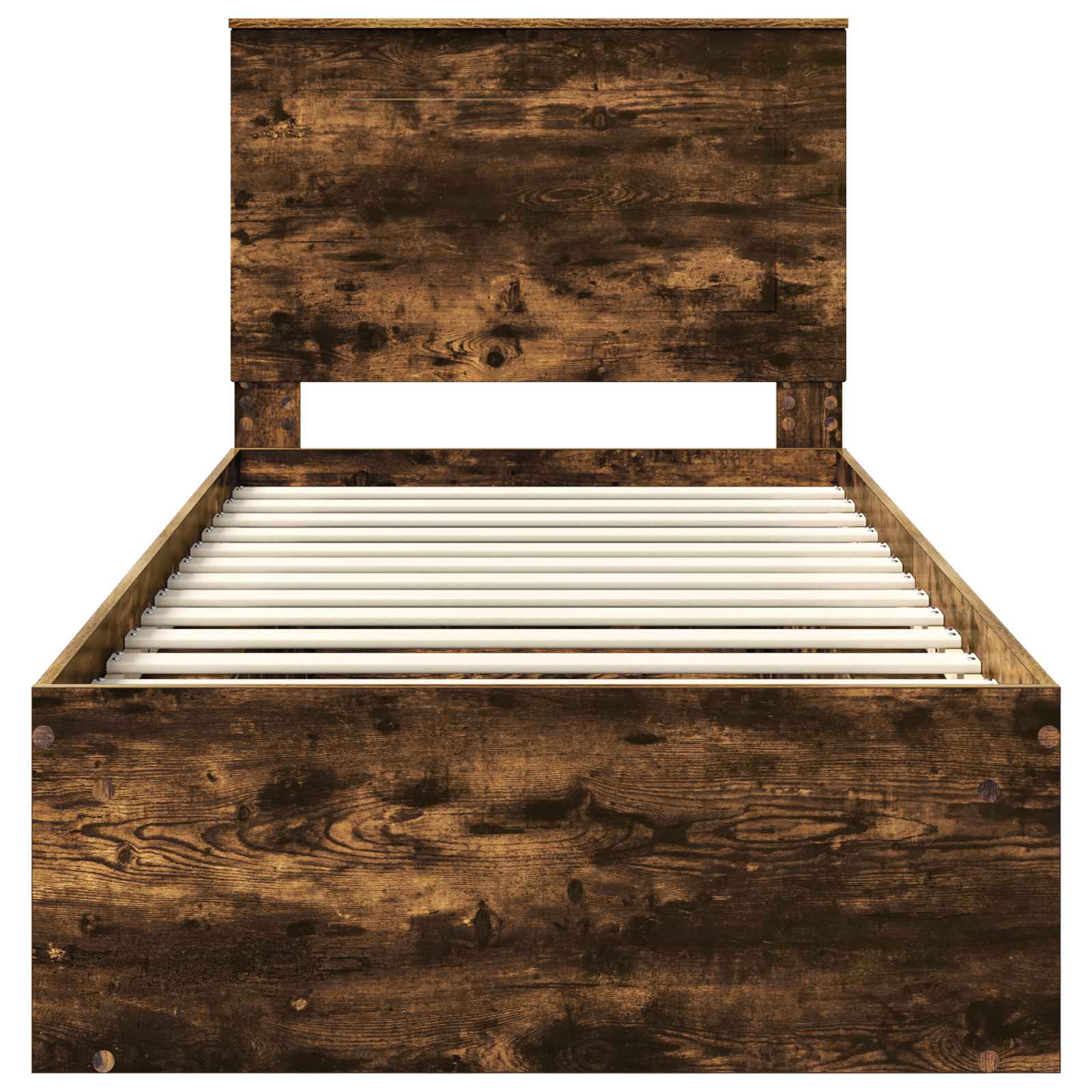 Cadre de lit avec tête de lit Chêne fumé 90 x 200 cm Pin massif - XIOS