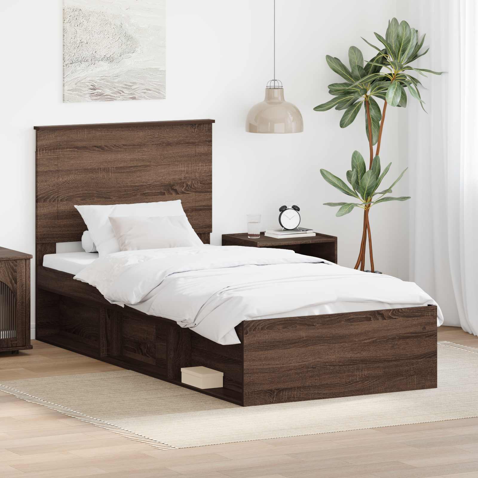 Cadre de lit Chêne brun 90 x 200 cm Bois de pin massif - XIOS