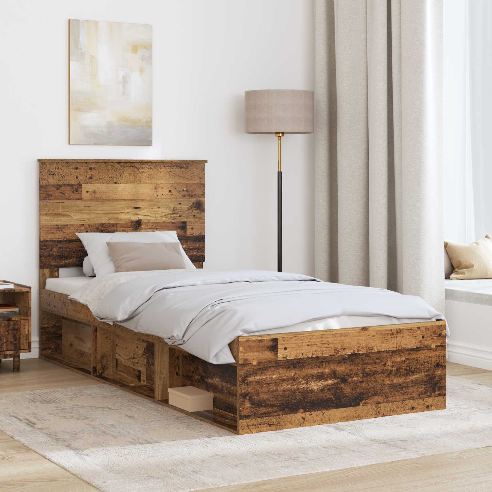 Cadre de lit Bois ancien 90 x 200 cm Bois de pin massif - XIOS