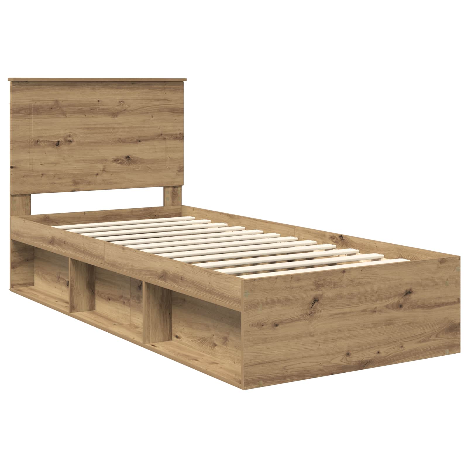 Cadre de lit Chêne artisan 90 x 200 cm Bois de pin massif - XIOS