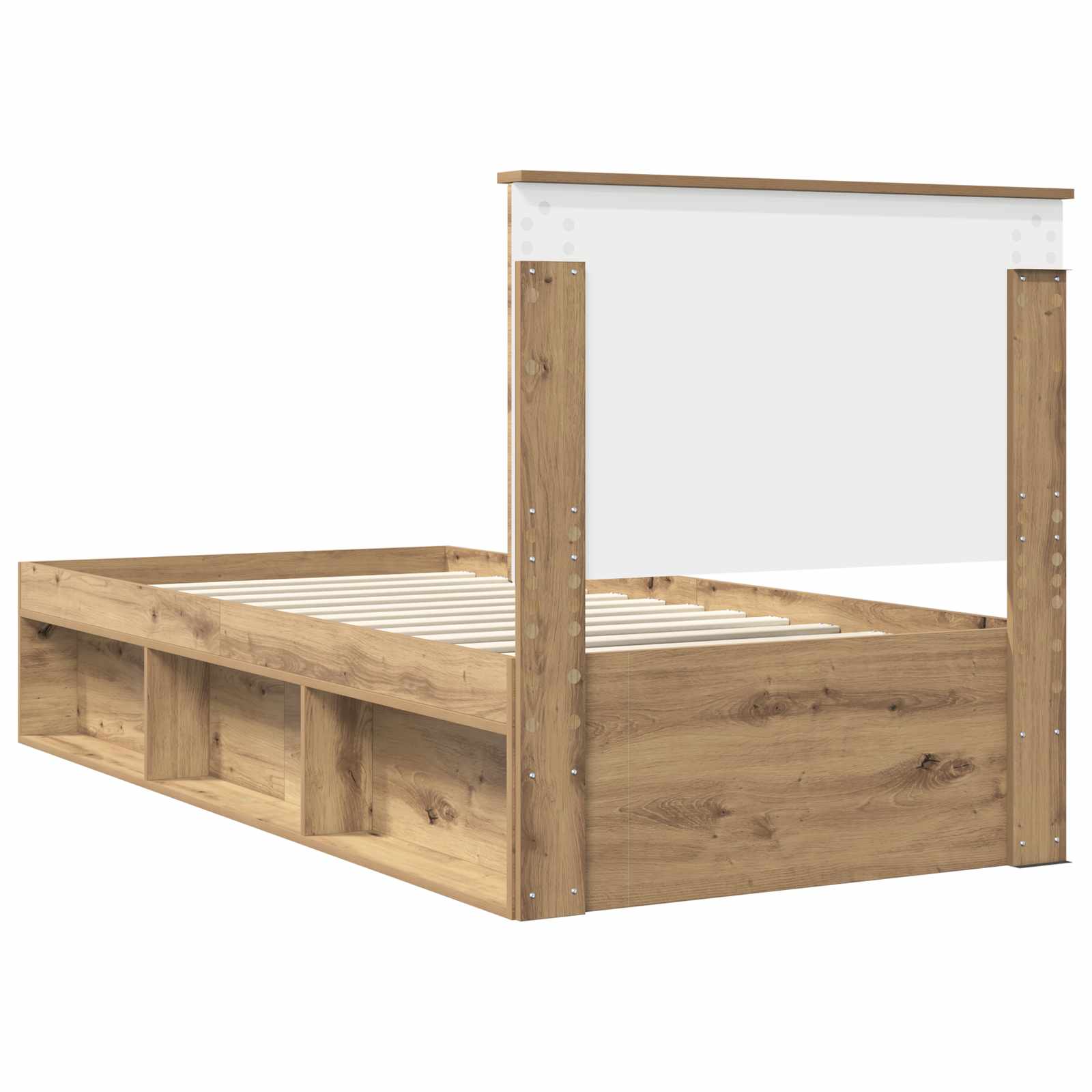 Cadre de lit Chêne artisan 90 x 200 cm Bois de pin massif - XIOS