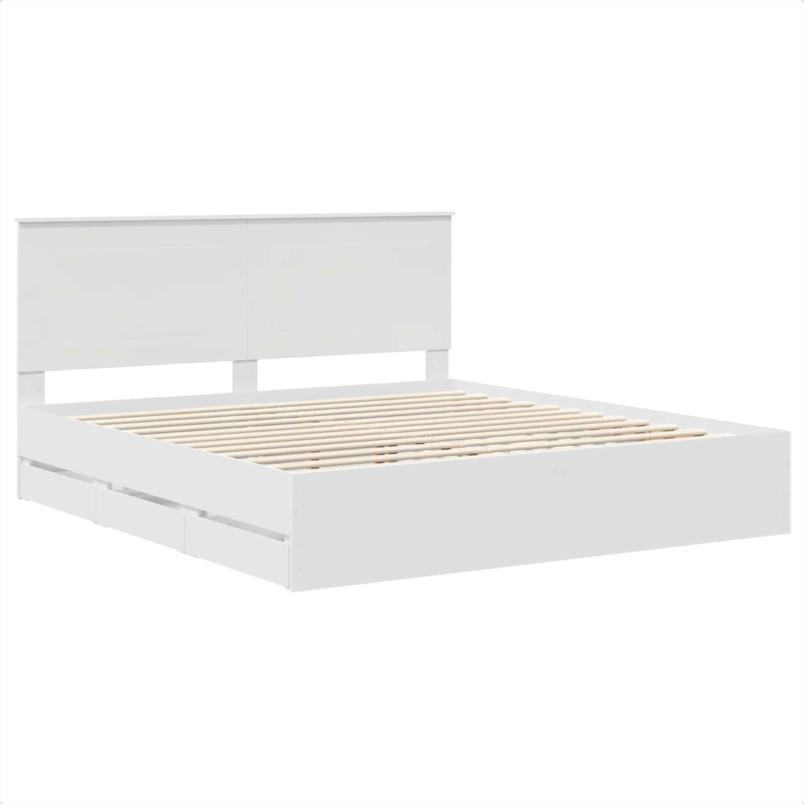 Cadre de lit avec tiroir Blanc 200 x 200 cm Bois Ingénierie - XIOS