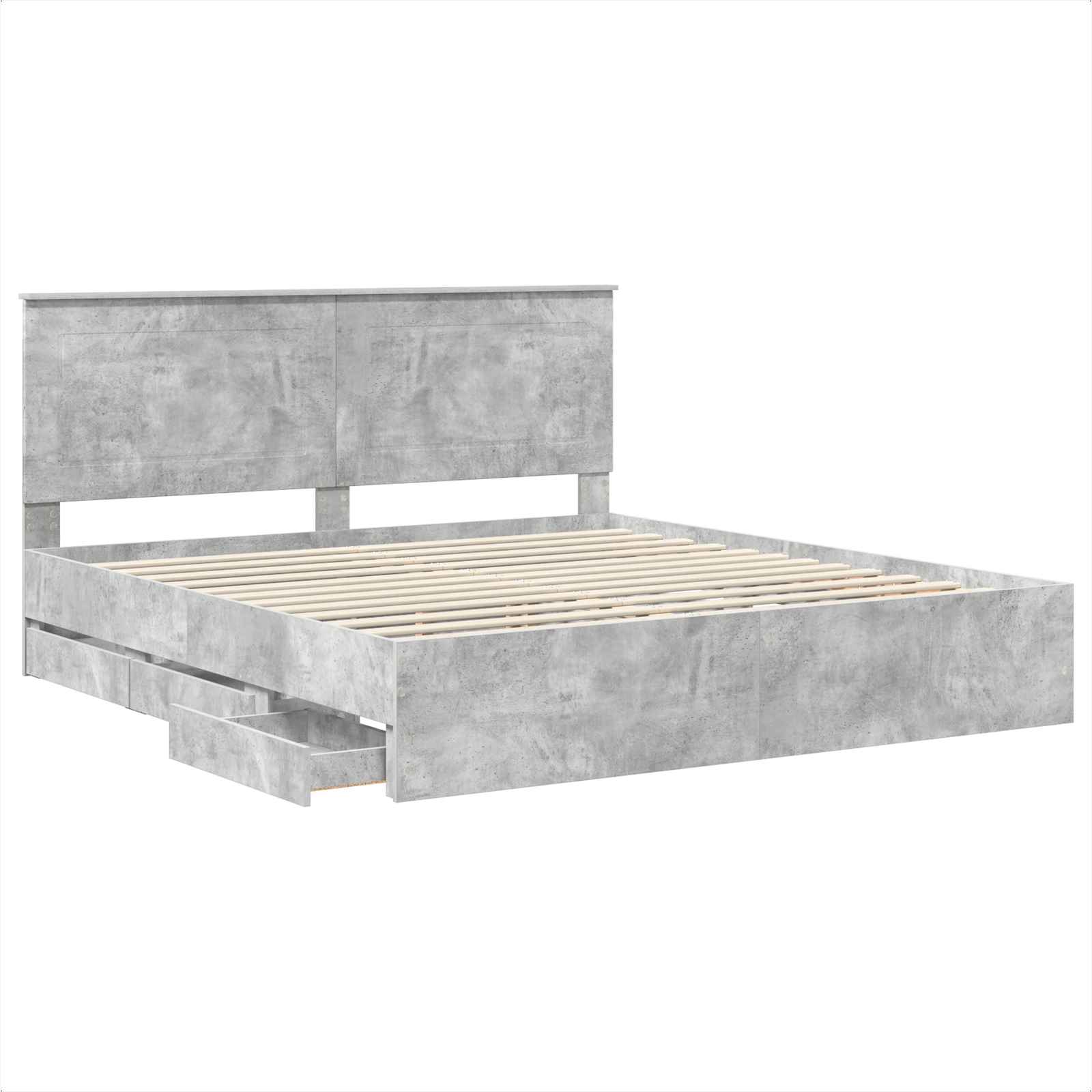 Cadre de lit Gris béton 200 x 200 cm Bois Ingénierie - XIOS