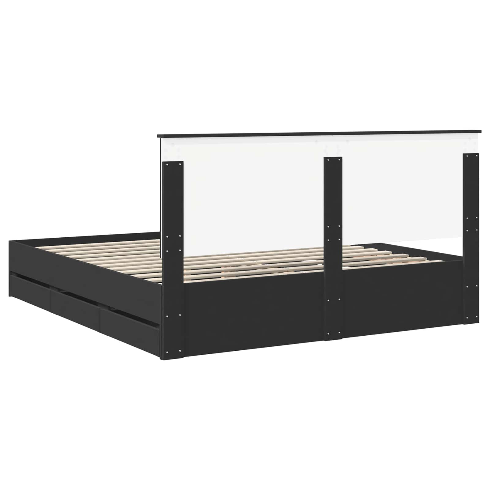 Cadre de lit avec tiroir Noir 180 x 200 cm Bois Ingénierie - XIOS