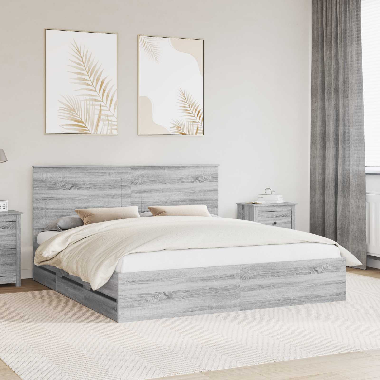 Cadre de lit Gris Sonoma 180 x 200 cm Bois Ingénierie - XIOS
