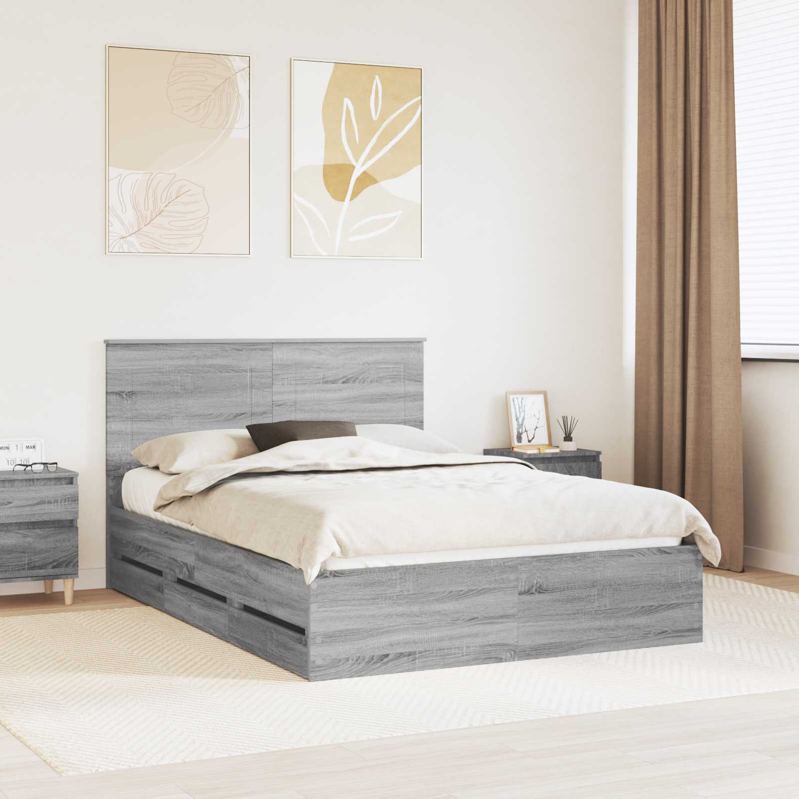 Cadre de lit Gris Sonoma 160 x 200 cm Bois Ingénierie - XIOS