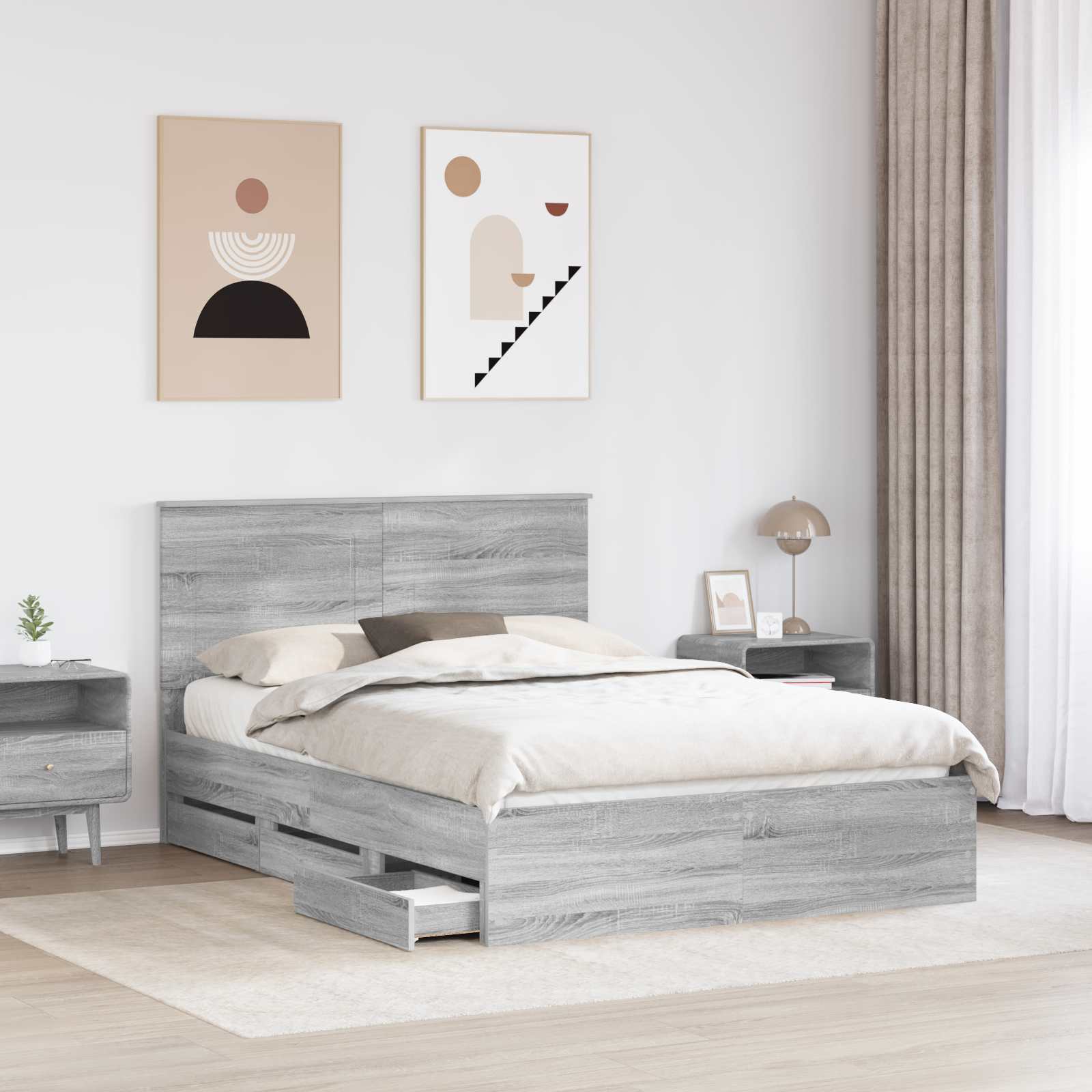 Cadre de lit Gris Sonoma 160 x 200 cm Bois Ingénierie - XIOS