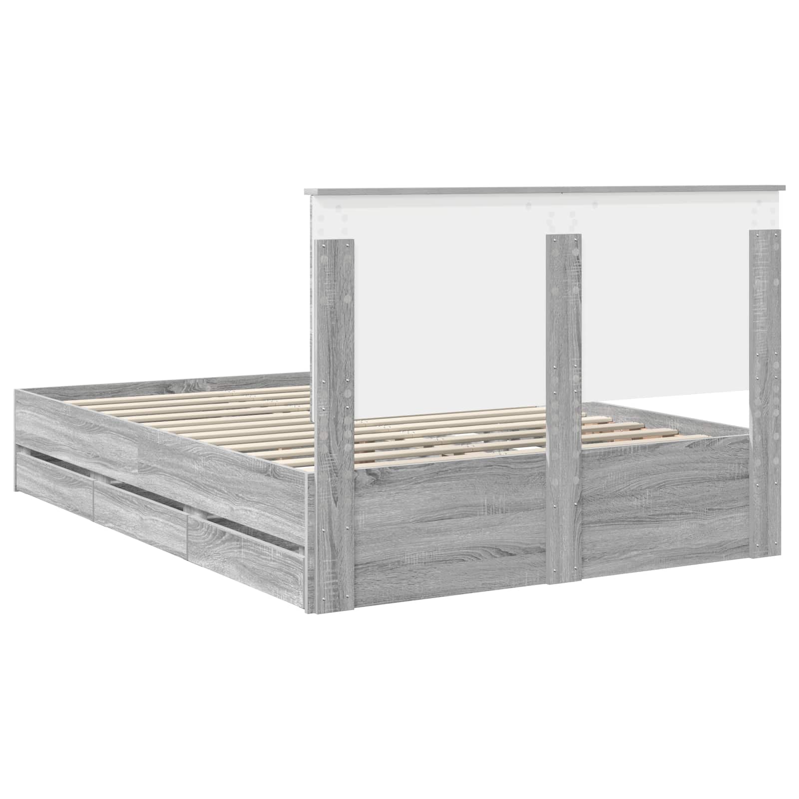 Cadre de lit Gris Sonoma 150 x 200 cm Bois Ingénierie - XIOS