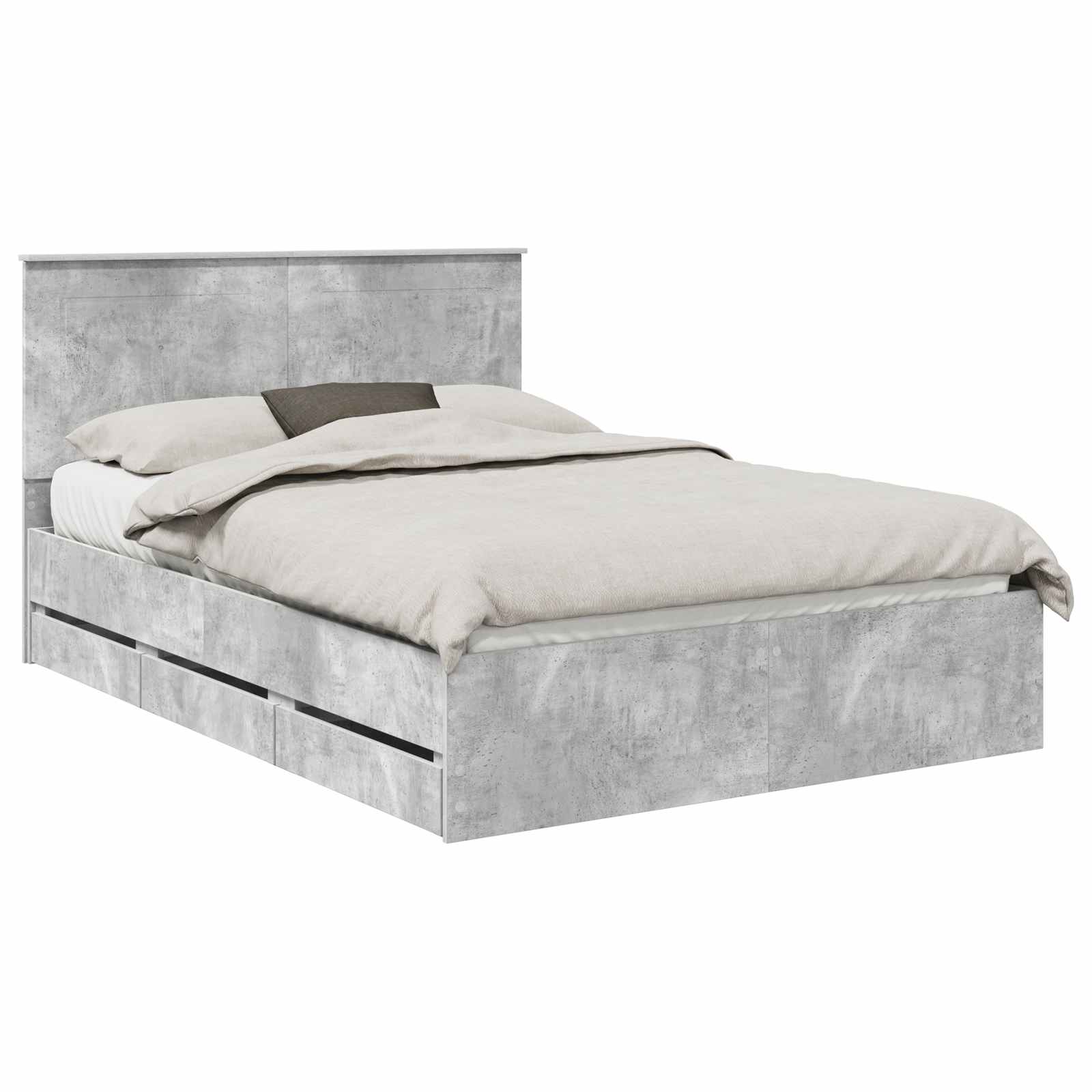 Cadre de lit Gris béton 140 x 190 cm Bois Ingénierie - XIOS