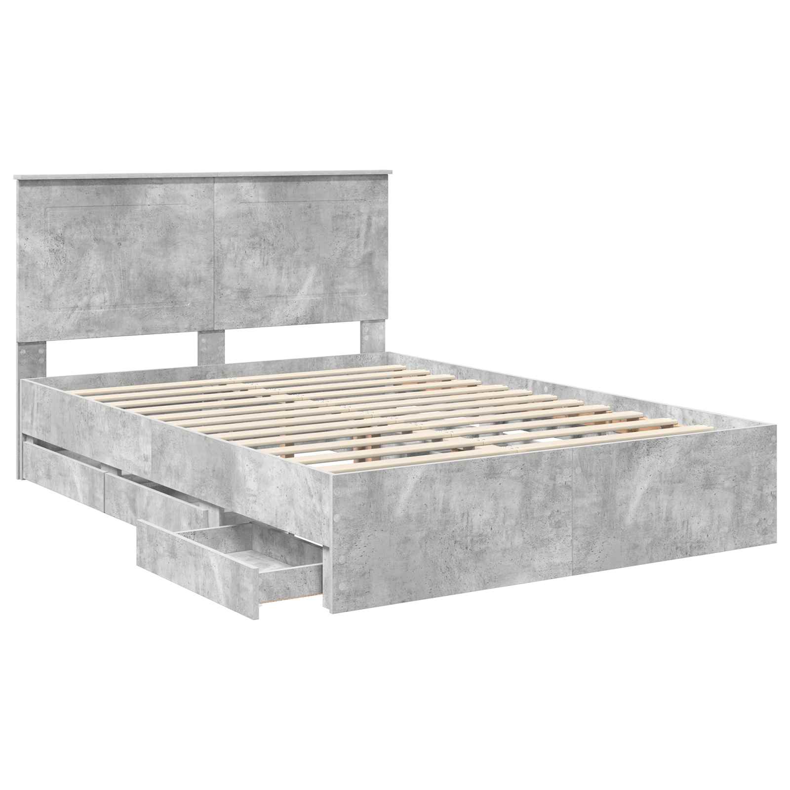 Cadre de lit Gris béton 140 x 190 cm Bois Ingénierie - XIOS