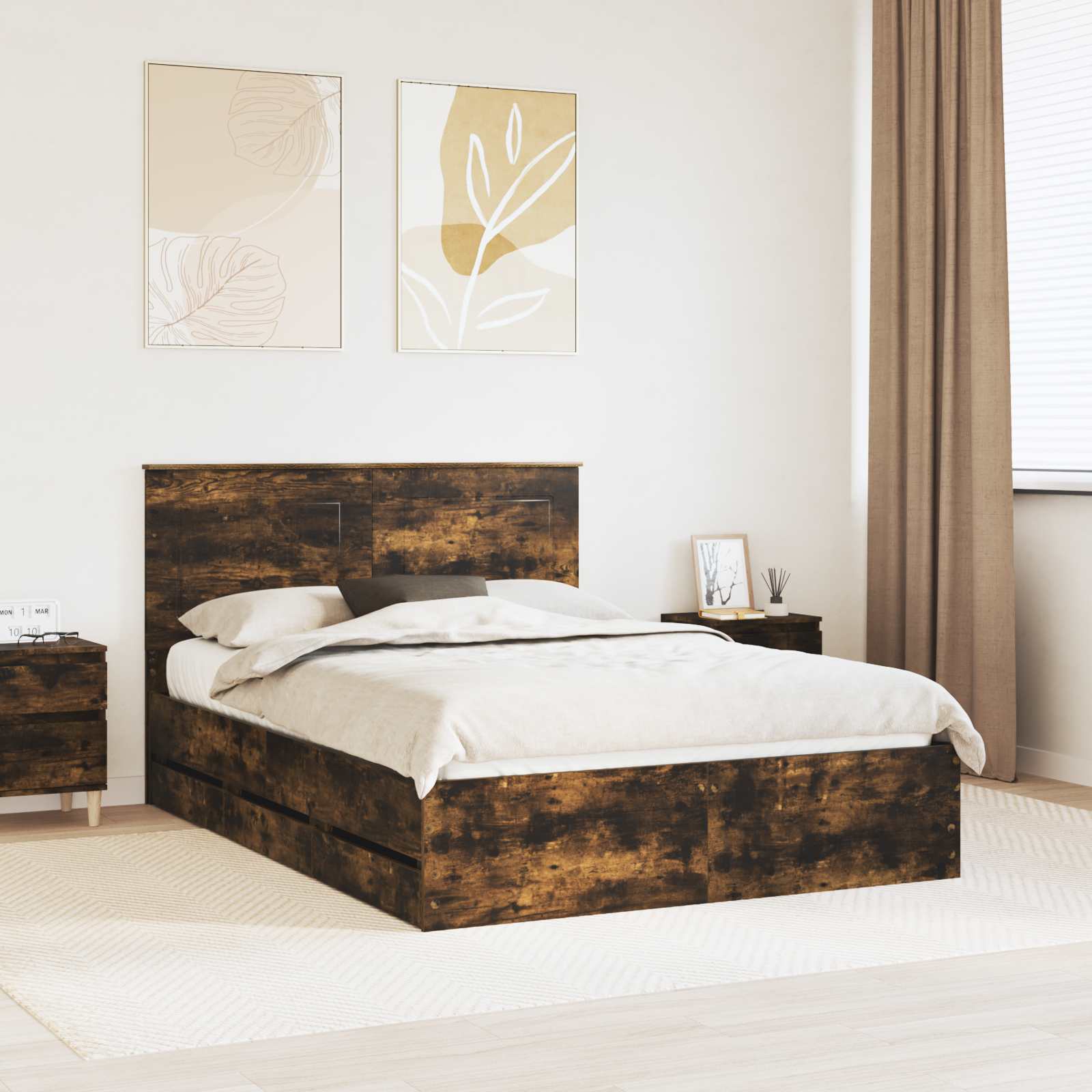 Cadre de lit Chêne fumé 140 x 190 cm Bois Ingénierie - XIOS