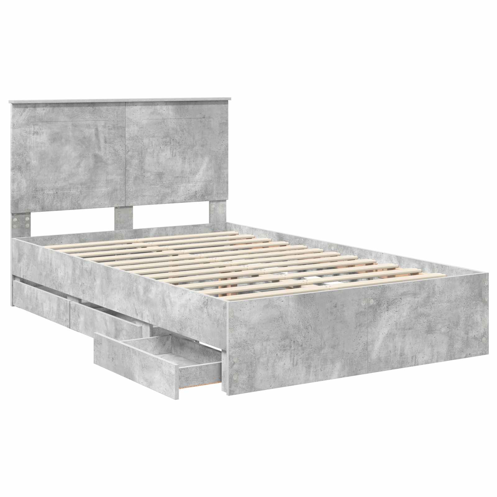 Cadre de lit Gris béton 135 x 190 cm Bois Ingénierie - XIOS